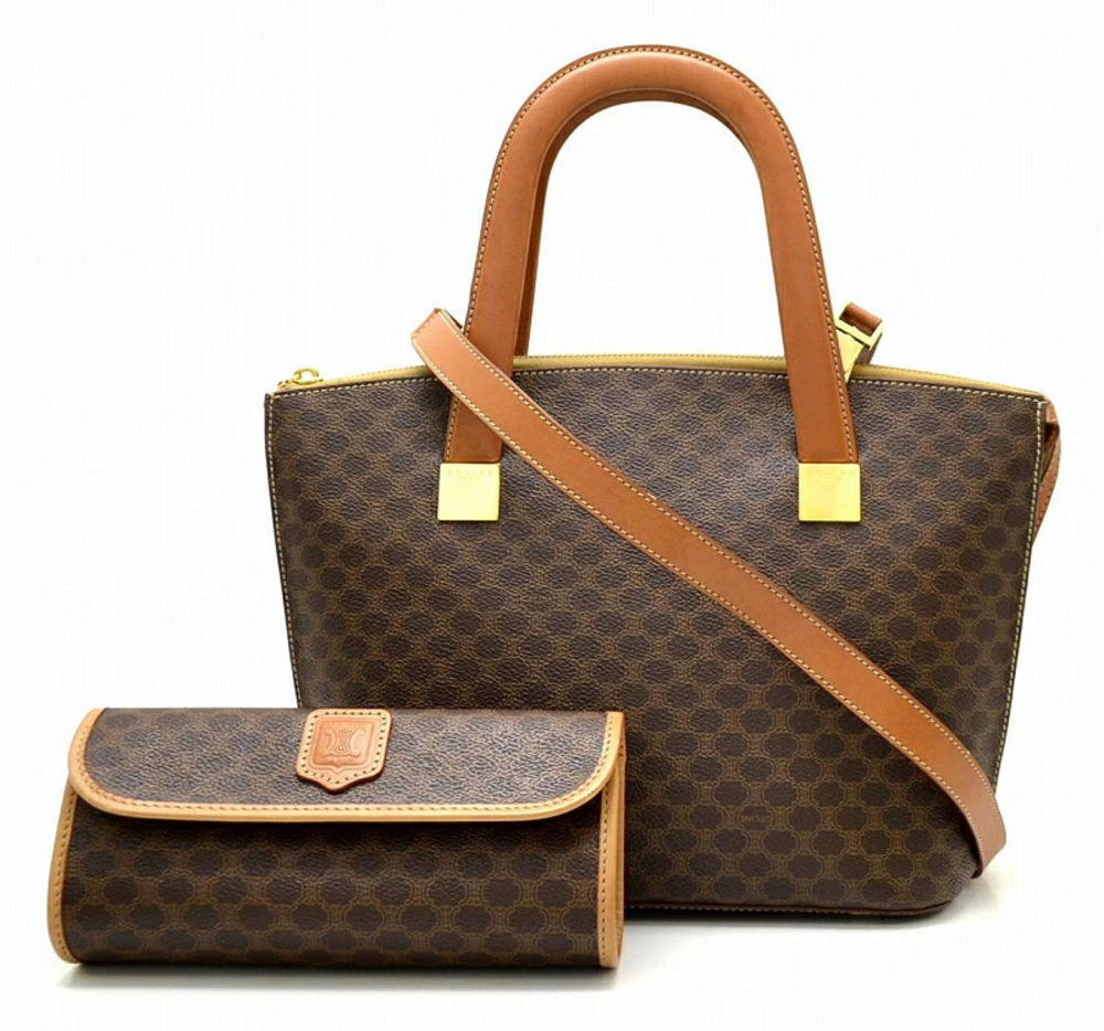 Celine Macadam Bag Handbag Shoulder Brown